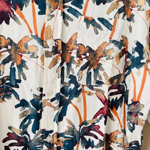 Naturals D&Co Linen Blend Floral Print Men's Shirt Size M - Picture 2 of 7